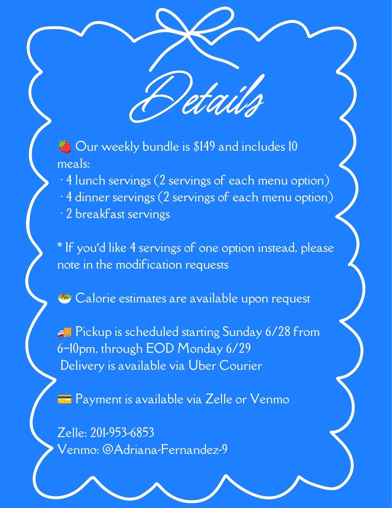 6.28 MENU - SUNDAY PICKUP/DELIVERY