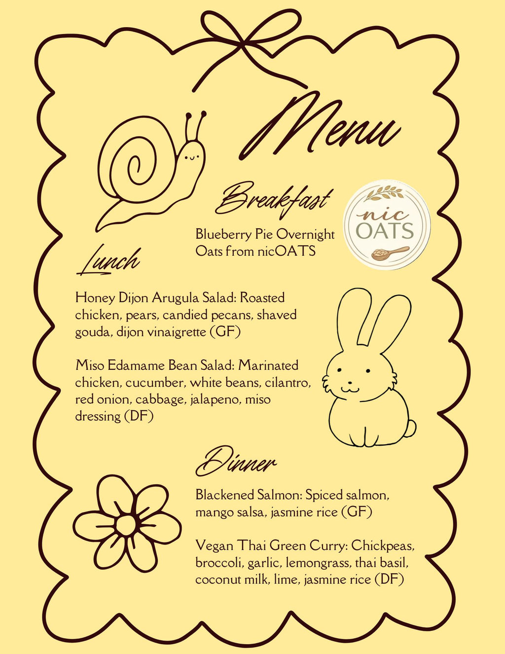 6.21 MENU - MONDAY PICKUP/DELIVERY